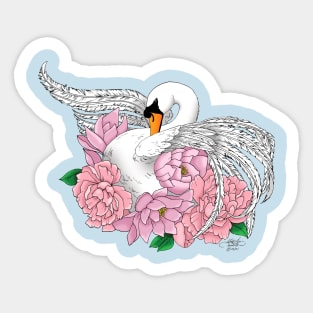 Swan and Flowers Sticker